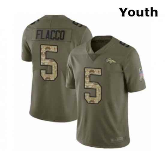 Youth Denver Broncos 5 Joe Flacco Limited Olive Camo 2017 Salute to Service Football Jersey